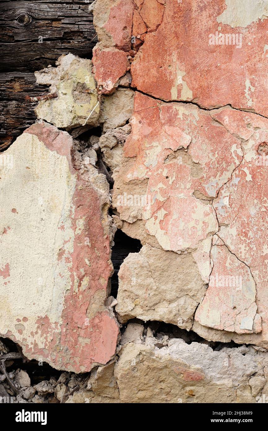 Old plastered cracked wall painted  brown background Stock Photo