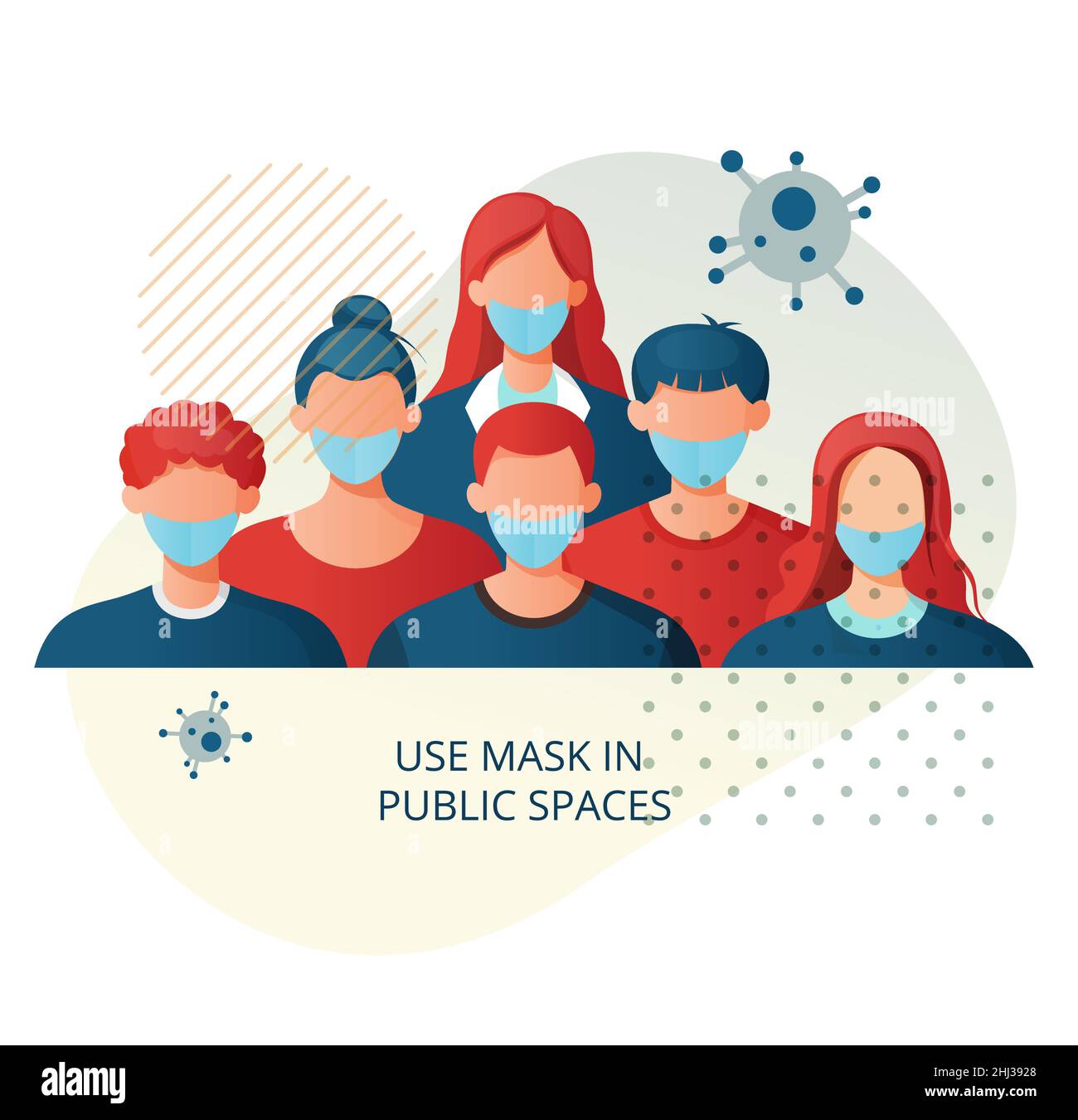 Use Mask in Public Places - Illustration as EPS 10 File Stock Vector