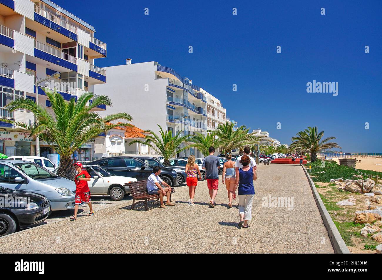 Seafront promenade, Quarteira, Algarve Region, Portugal Stock Photo