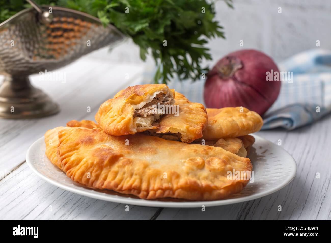 Traditional delicious Turkish foods,minced meat in savoury pastry