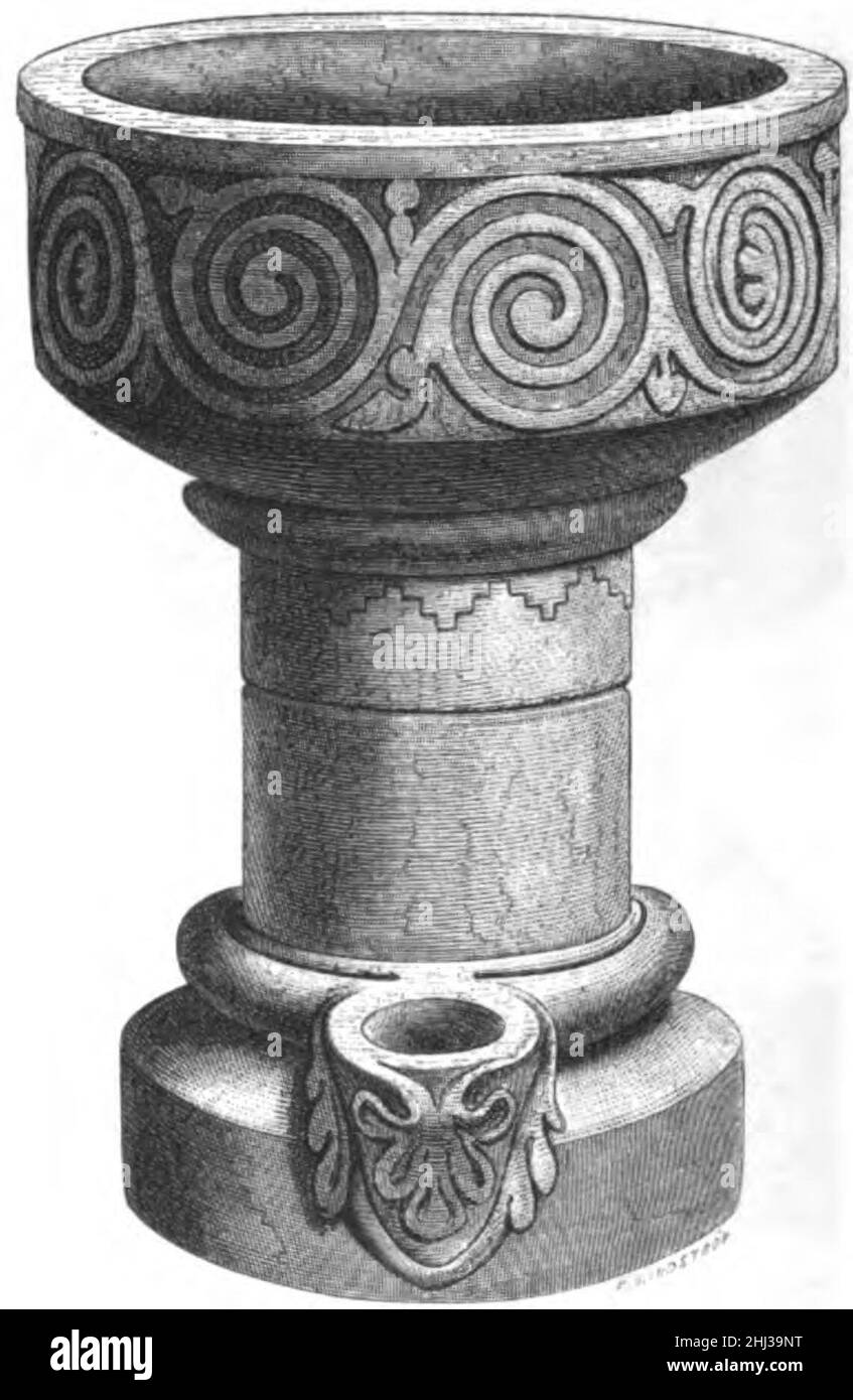 Säve kyrka Baptismal font Stock Photo Alamy