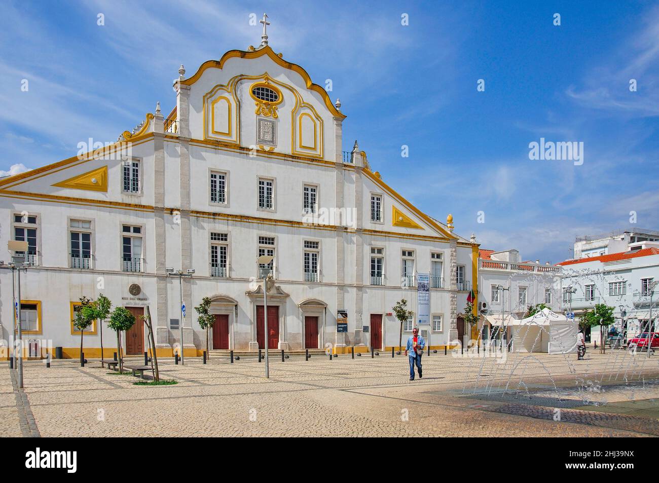 The Jesuit College Building, Republica Square, Portimão, Algarve Region, Portugal Stock Photo
