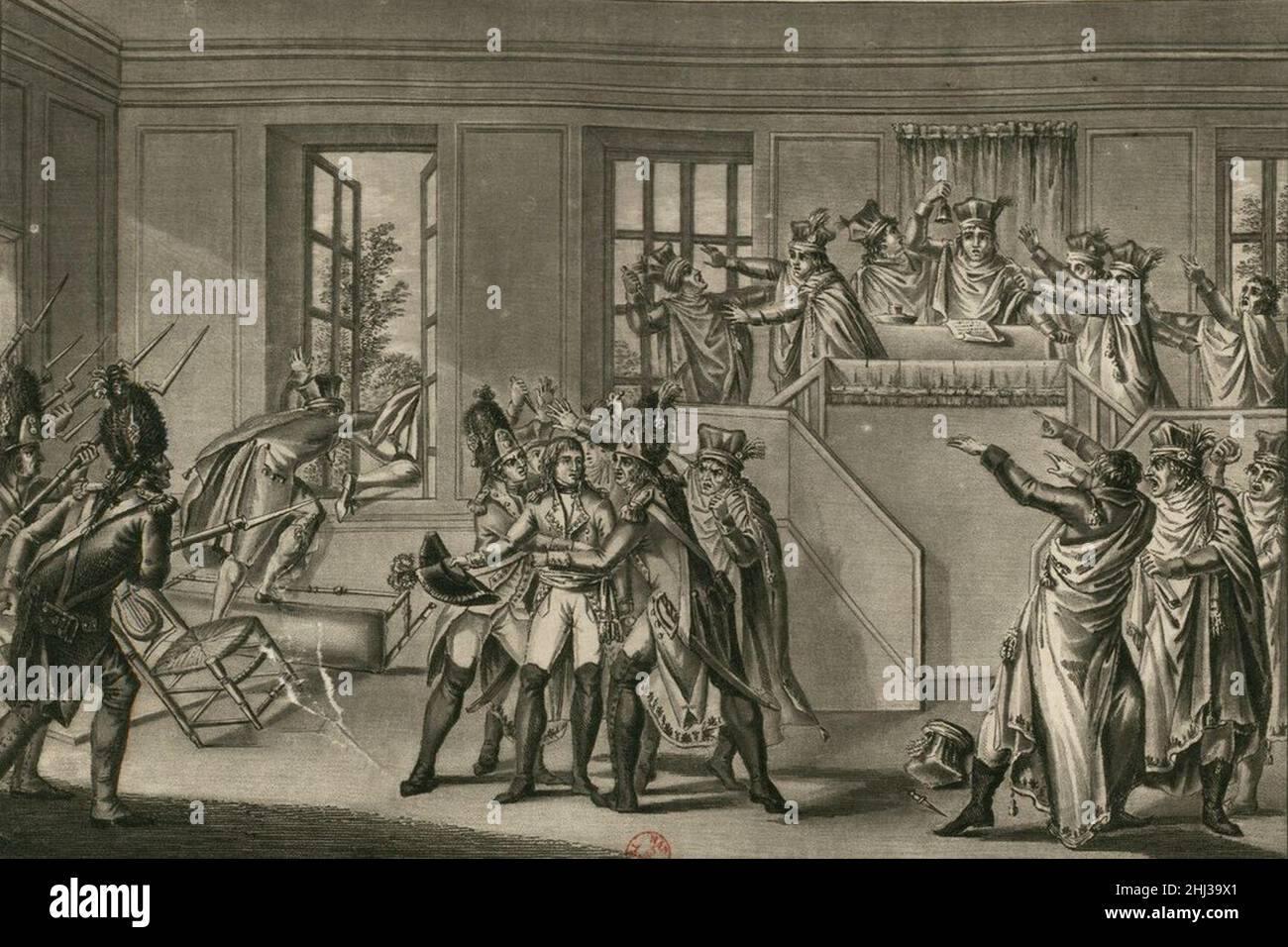 Séance du Conseil des Cinq-Cents tenue a St Cloud le 19 brumaire an huit, 1799 (cropped). Stock Photo