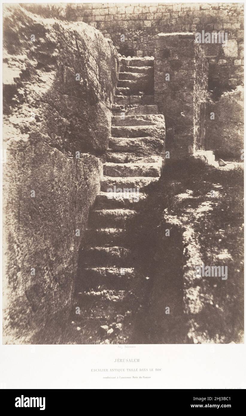 Jérusalem, Escalier antique taillé dans le roc, conduisant à l'ancienne Porte du Fumier 1854 Auguste Salzmann French. Jérusalem, Escalier antique taillé dans le roc, conduisant à l'ancienne Porte du Fumier  286956 Stock Photo