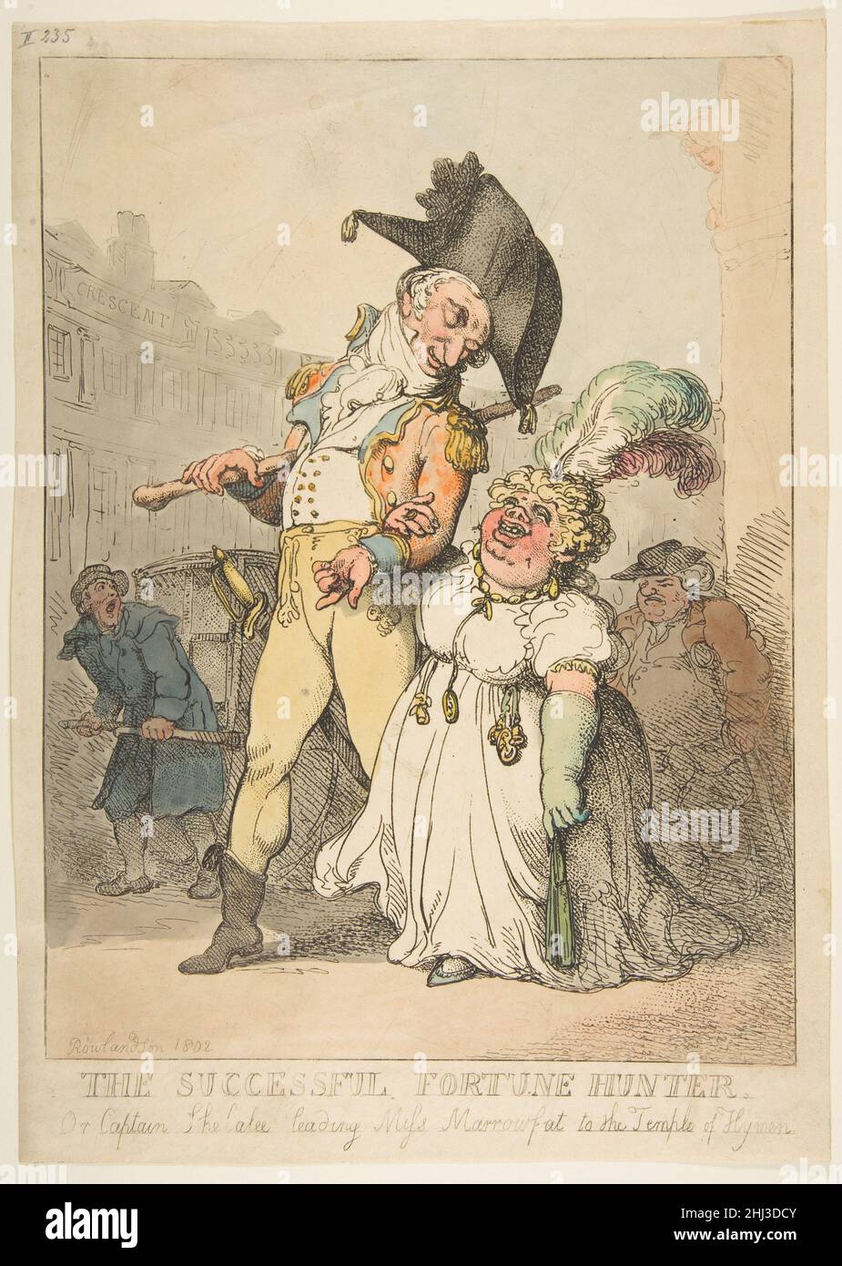 The Successful Fortune Hunter, or Captain Shelalee Leading Miss Marrowfat to the Temple of Hymen 1802 Thomas Rowlandson British. The Successful Fortune Hunter, or Captain Shelalee Leading Miss Marrowfat to the Temple of Hymen  392713 Stock Photo