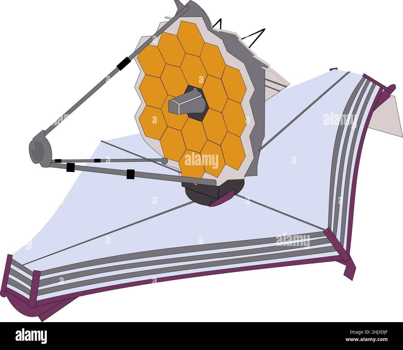 James Webb telescope, Space infrared Observatory. Simplified styling. Vector isolated image. Elements of this image furnished by NASA Stock Vector