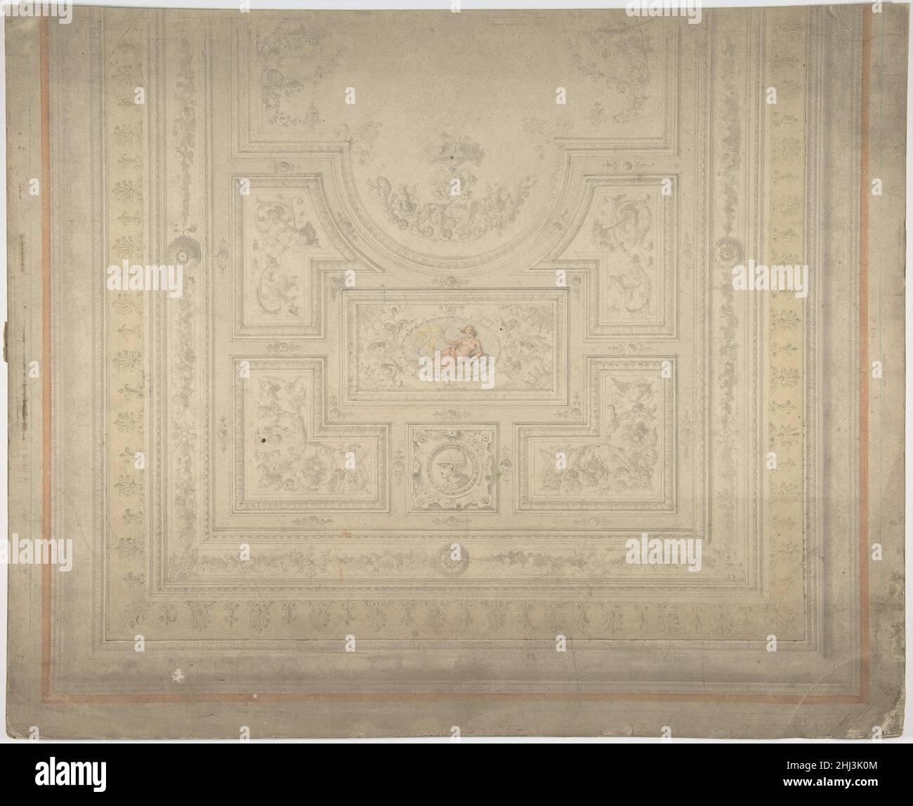 Ceiling Design with Nymph on Dolphin 19th century Anonymous, British ...