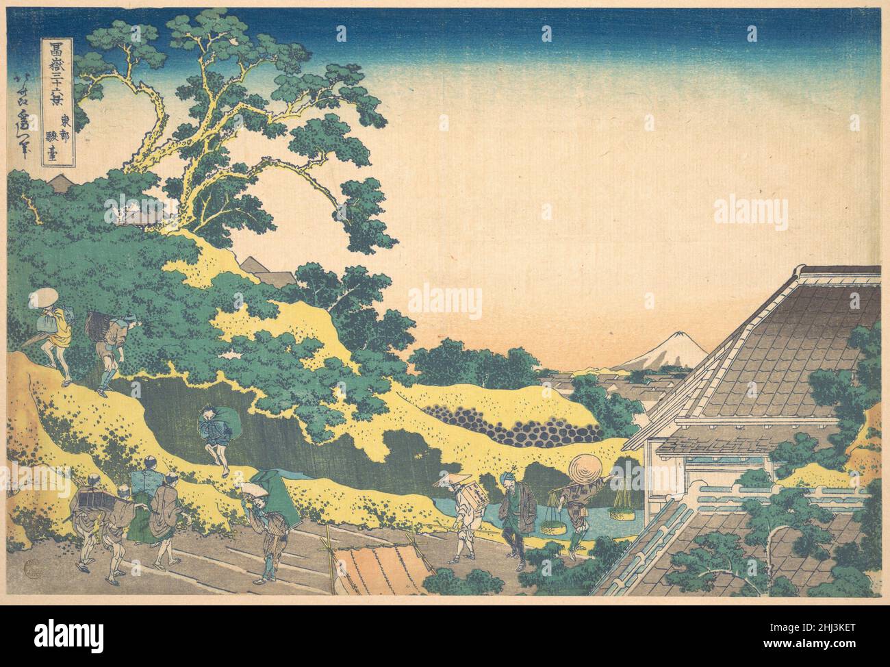 Surugadai in Edo (Tōto Sundai), from the series Thirty-six Views of Mount Fuji (Fugaku sanjūrokkei) ca. 1830–32 Katsushika Hokusai Japanese. Surugadai in Edo (Tōto Sundai), from the series Thirty-six Views of Mount Fuji (Fugaku sanjūrokkei)  55227 Stock Photo