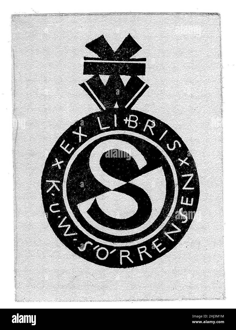 Sörrensen, Wolfgang — Ex libris K. u. W. Sörrensen — 1900er oder 1910er Jahre. Stock Photo
