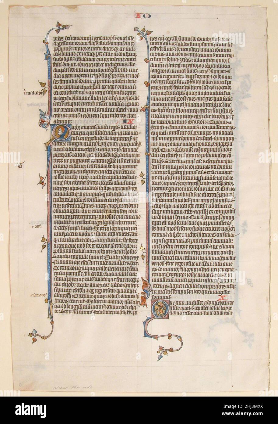 French Monoscript Manuscript Leaf from a Bible ca. 1280–1300 North French. Manuscript ...