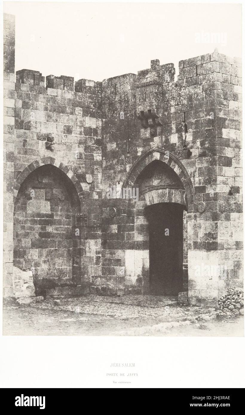 Jérusalem, Porte de Jaffa, Vue extérieure 1854 Auguste Salzmann French. Jérusalem, Porte de Jaffa, Vue extérieure  287026 Stock Photo