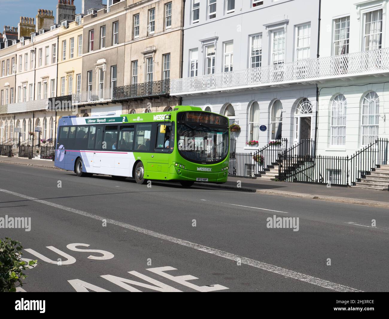 First Wessex bus on the Esplanade at Weymouth Stock Photo Alamy