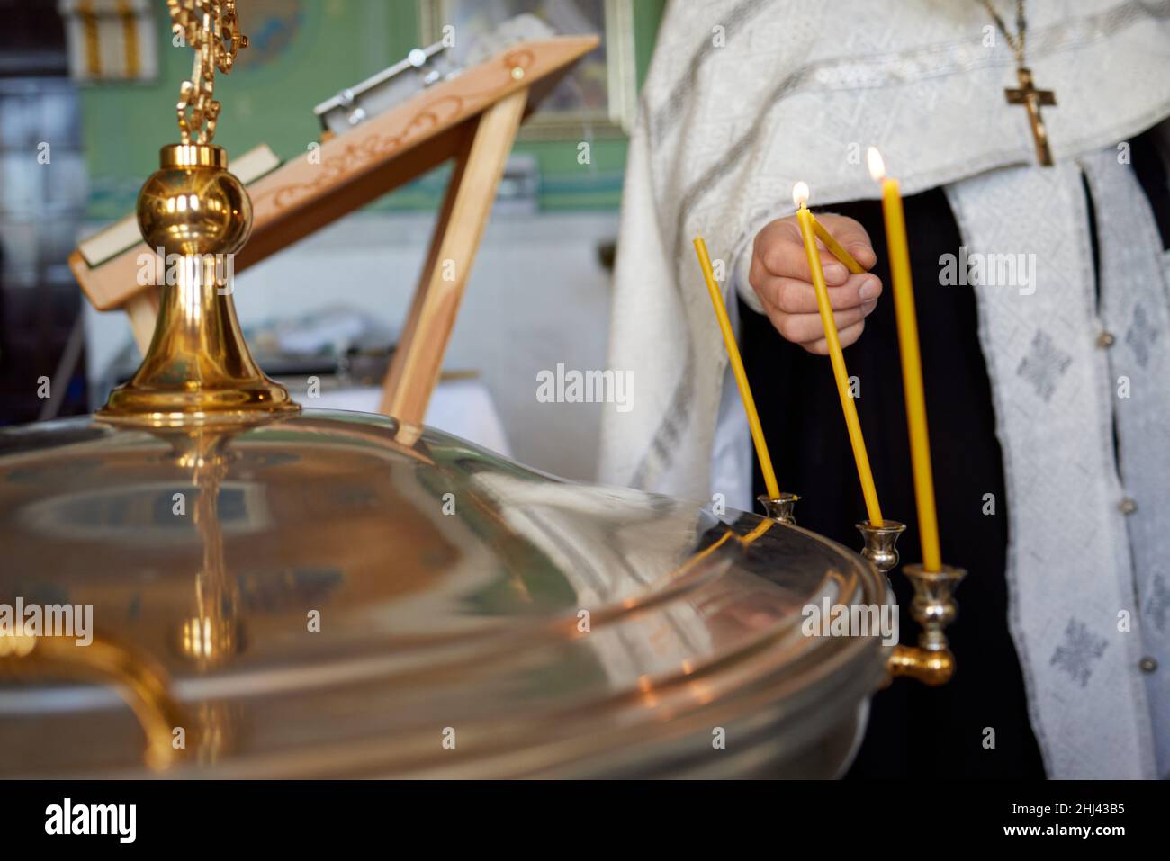 baby christening. Ceremony of a christening in Christian church