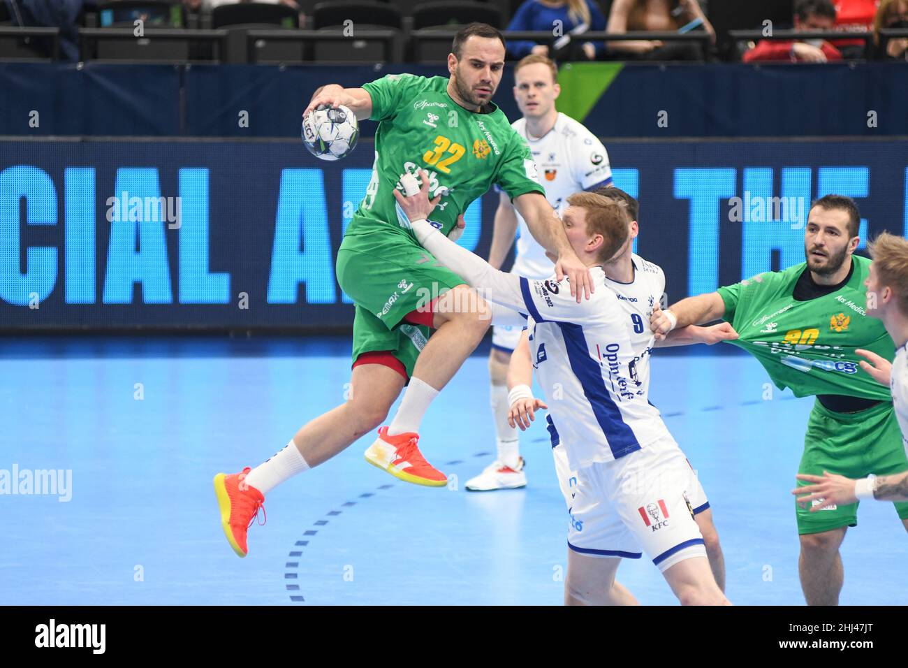 EHF Euro 2022. Main Round: Bozo Andjelic (Montenegro) against Iceland Stock Photo