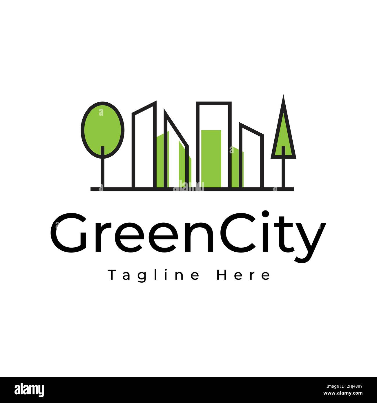 green city concept in line style logo design Stock Vector Image & Art