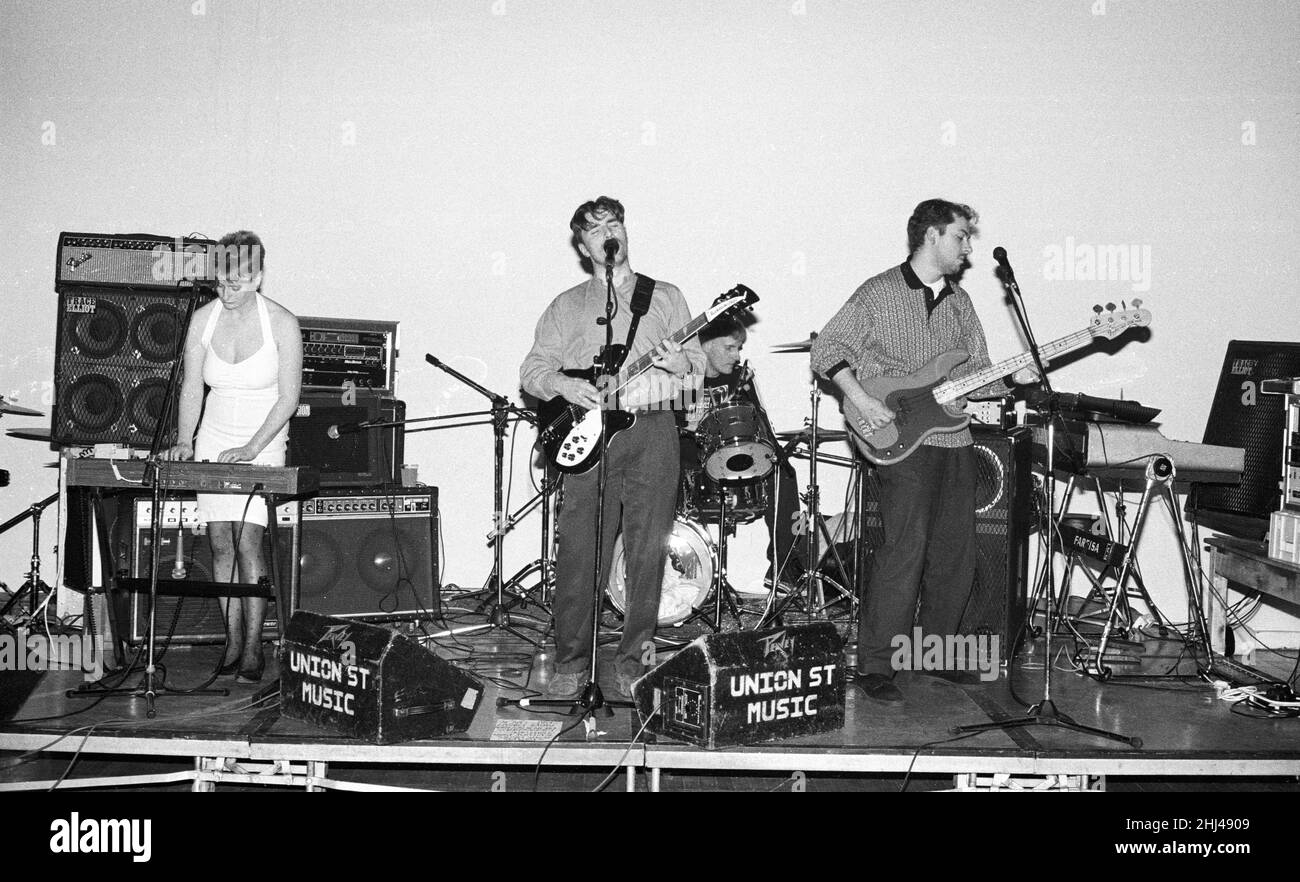 Alternative rock band Last Party performing at the Bowen West Theatre, Bedford, England,  March 3rd 1990. Stock Photo