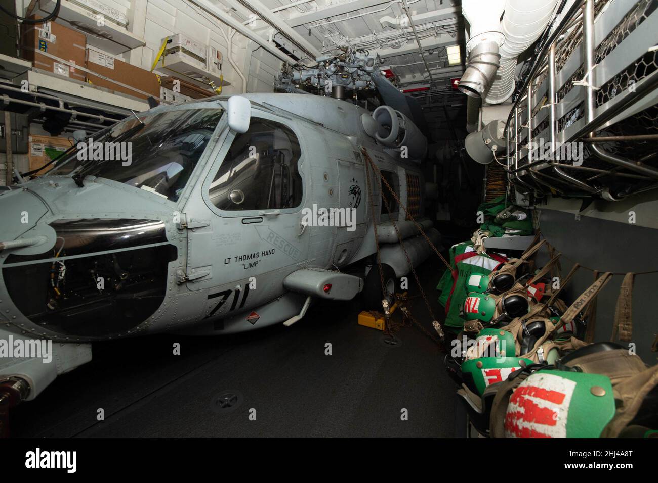 SOUTH CHINA SEA (Jan. 24, 2022) An MH-60R Seahawk Helicopter assigned ...