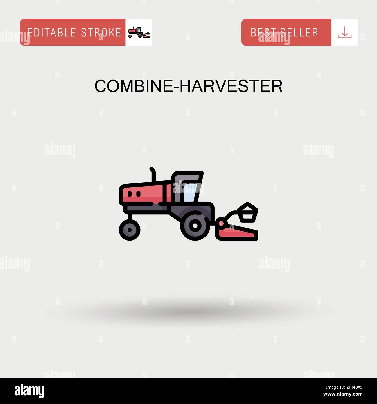 Combine-harvester Simple vector icon. Stock Vector