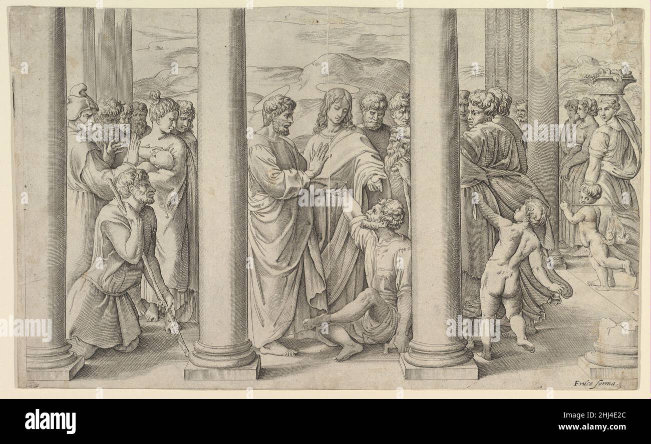 St. Peter and St. John healing the lame man at the gate of the temple ...