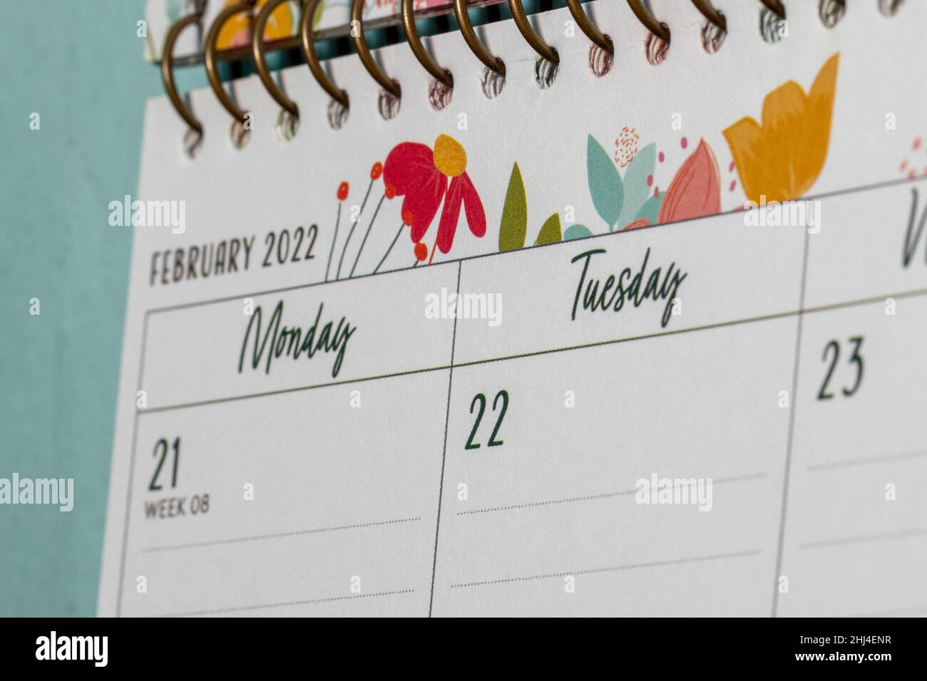 'Twosday' - February 22nd 2022 a palindrome date 22/02/2022 Stock Photo