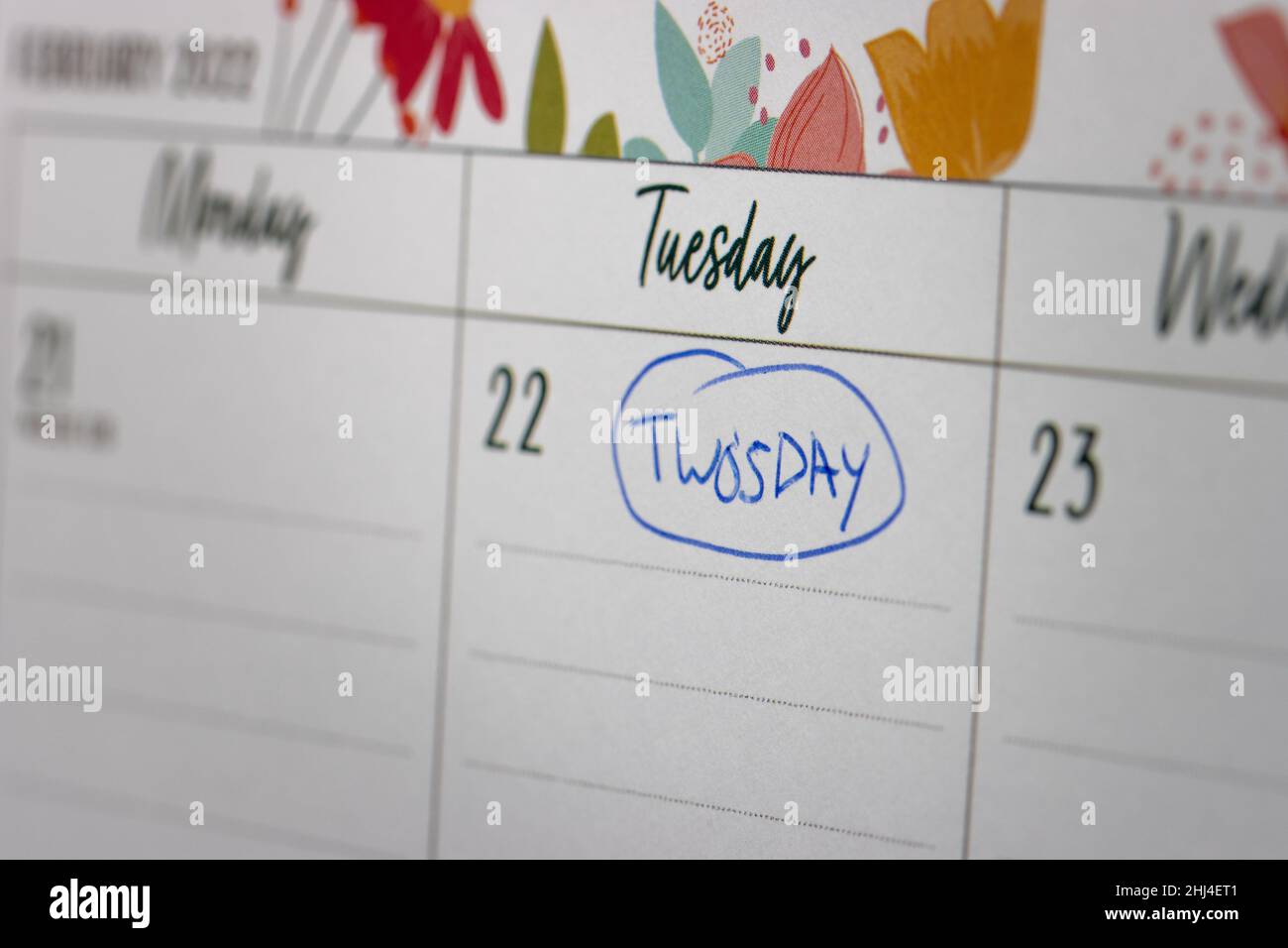 Twosday' - February 22Nd 2022 A Palindrome Date 22/02/2022 Stock Photo - Alamy