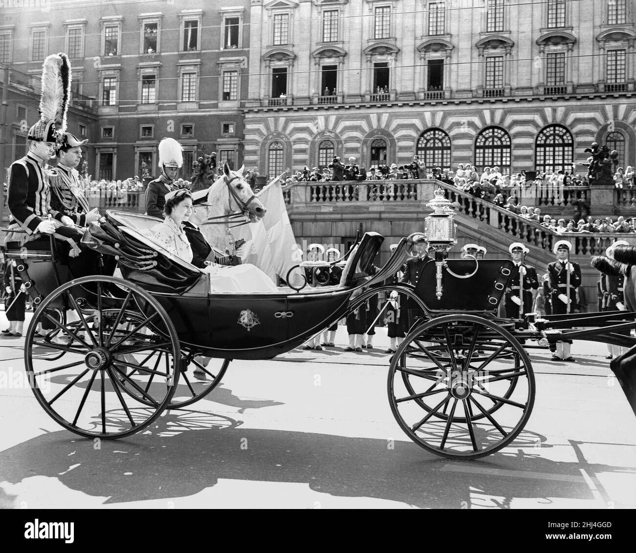 Queen Elizabeth II during her royal visit to Sweden.8th June 1956 Stock Photo