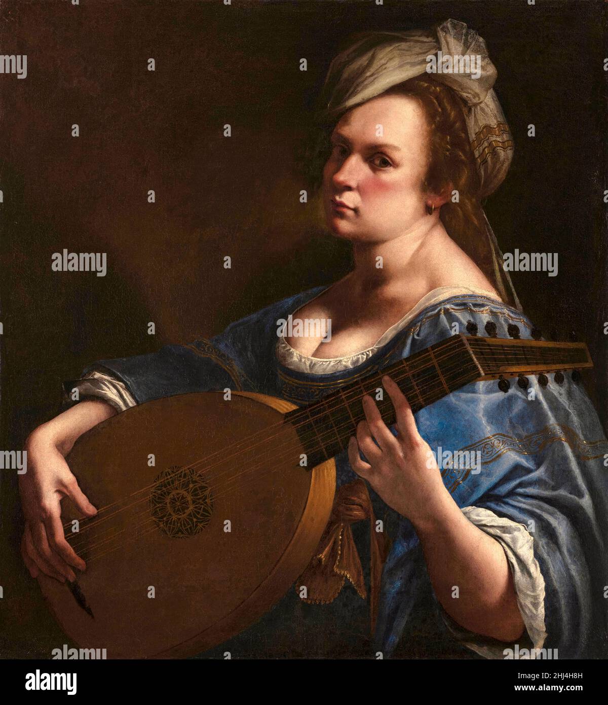 Self-Portrait as a Lute Player by Artemisia Gentileschi (1593-1656) painte in 1617. Stock Photo