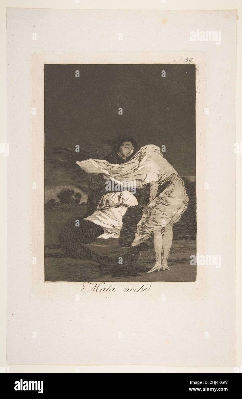 Plate 36 from 'Los Caprichos: A bad night (Mala noche.) 1799 Goya (Francisco de Goya y Lucientes) Spanish. Plate 36 from 'Los Caprichos: A bad night (Mala noche.)  333783 Stock Photo