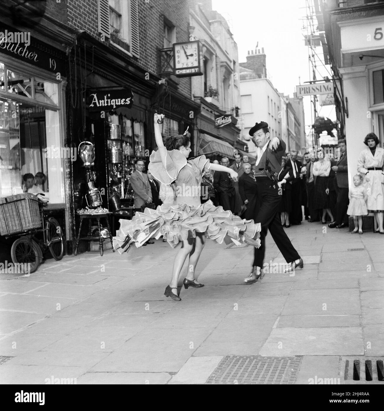 The first dress rehearsal for the May Fair 1957 which begins in London