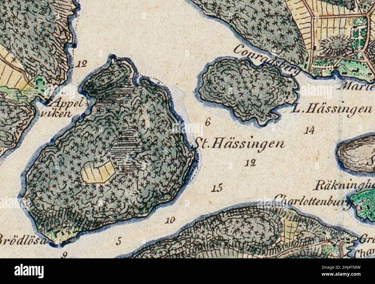 Stora och Lilla Essingen, 1817. Stock Photo
