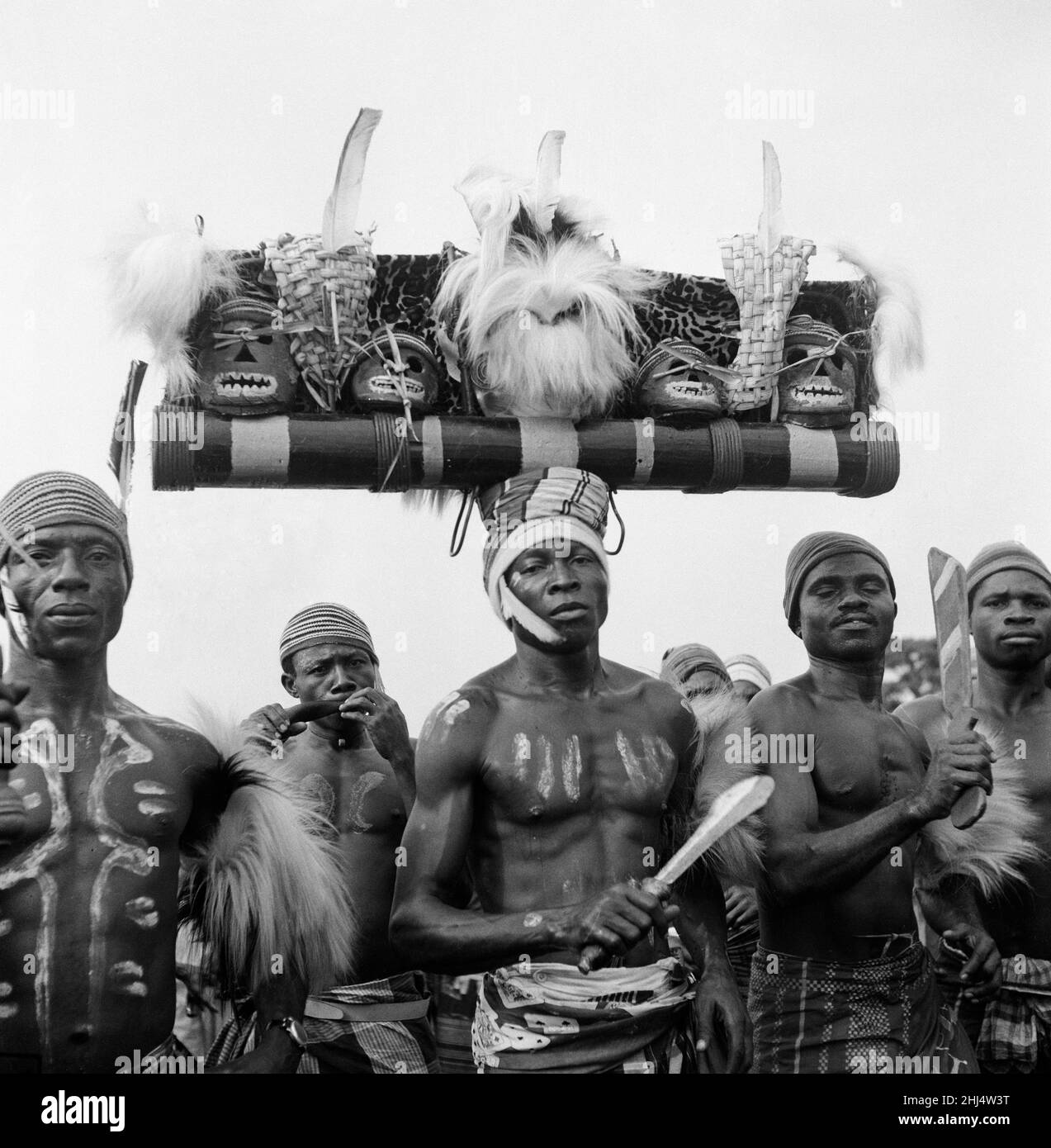 Nigerian warriors and dancers, dance for Queen Elizabeth II and The Duke of Edinburgh during