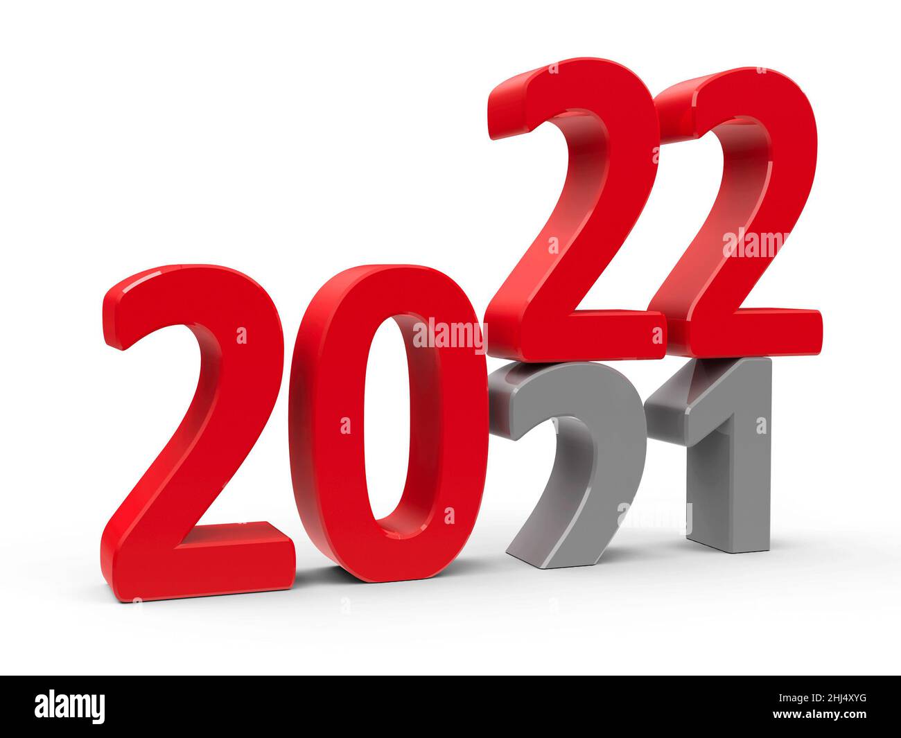 2021-2022 change represents the new year 2022, three-dimensional rendering, 3D illustration Stock Photo