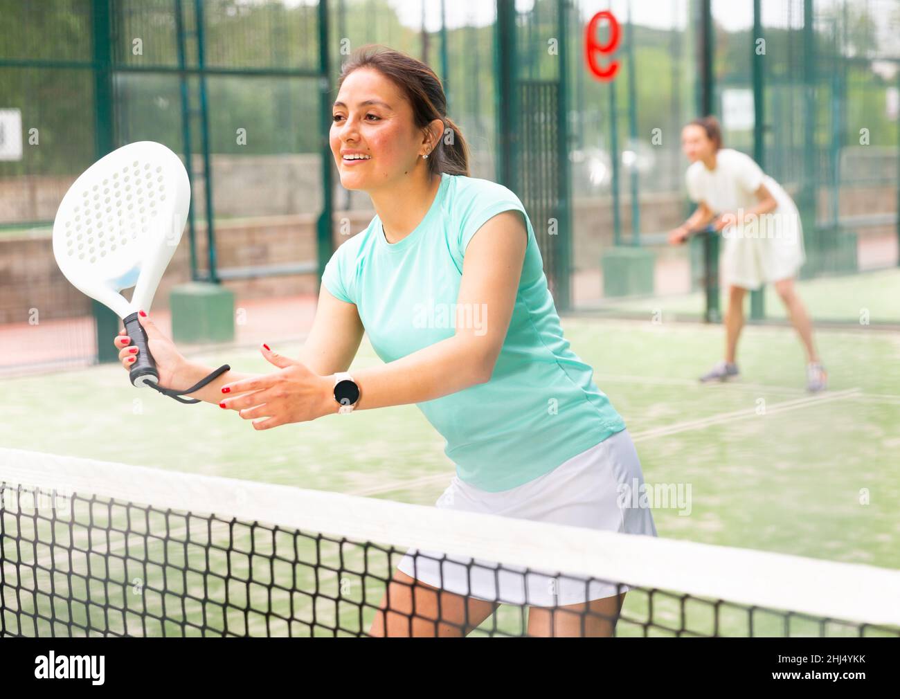 Team padel game on tennis court Stock Photo Alamy