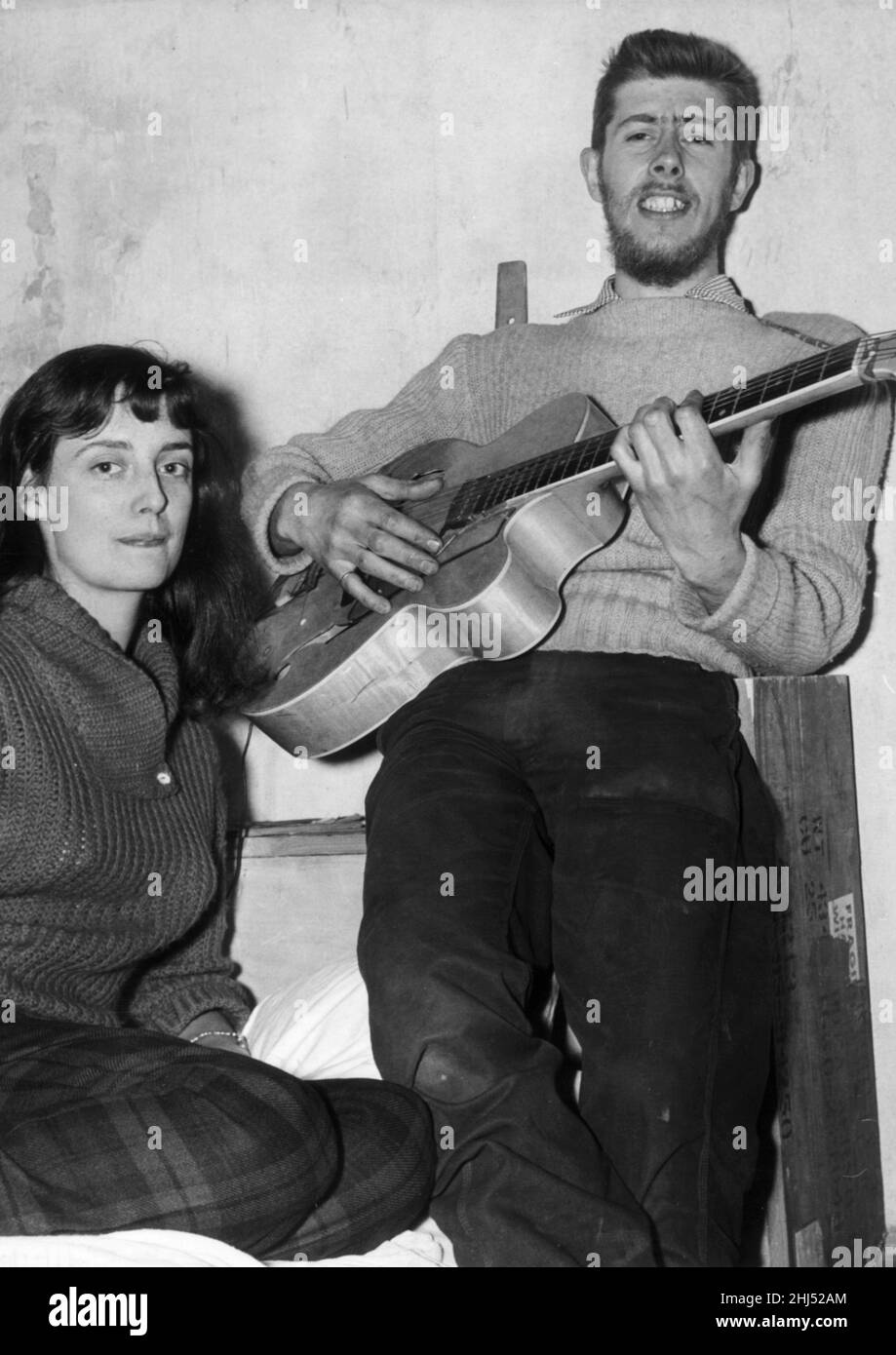 John Mayall aged 23 with his wife Pamela . He went on to form John Mayall & the Bluesbreakers in 1963.7th May 1956. Stock Photo