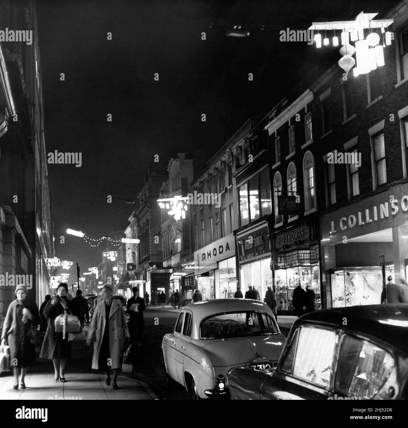 Christmas Lights, Bold Street, Liverpool, Merseyside, 23rd November 1961. Stock Photo