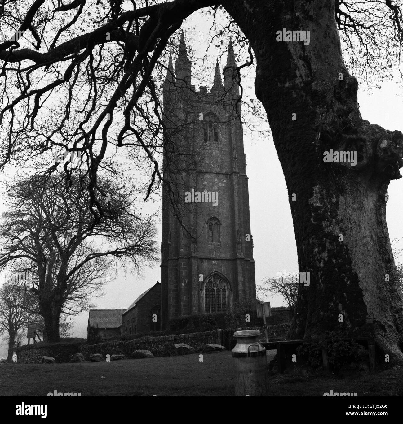 Church of Saint Pancras, Widecombe-in-the-Moor, Devon. 14th April 1961. Stock Photo