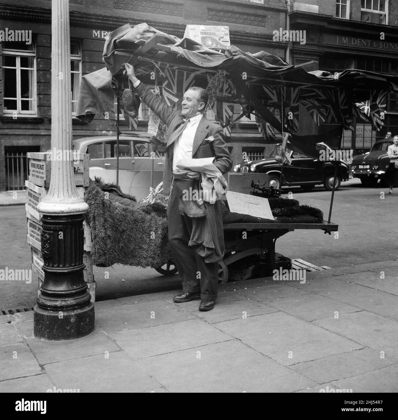 A decorated barrow boys stall on the eve of his wedding, outside