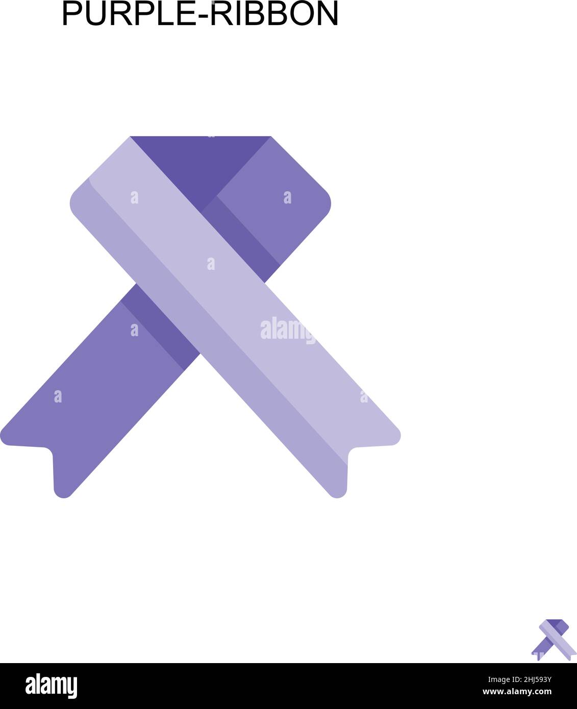 Purple-ribbon Simple vector icon. Illustration symbol design template for web mobile UI element. Stock Vector