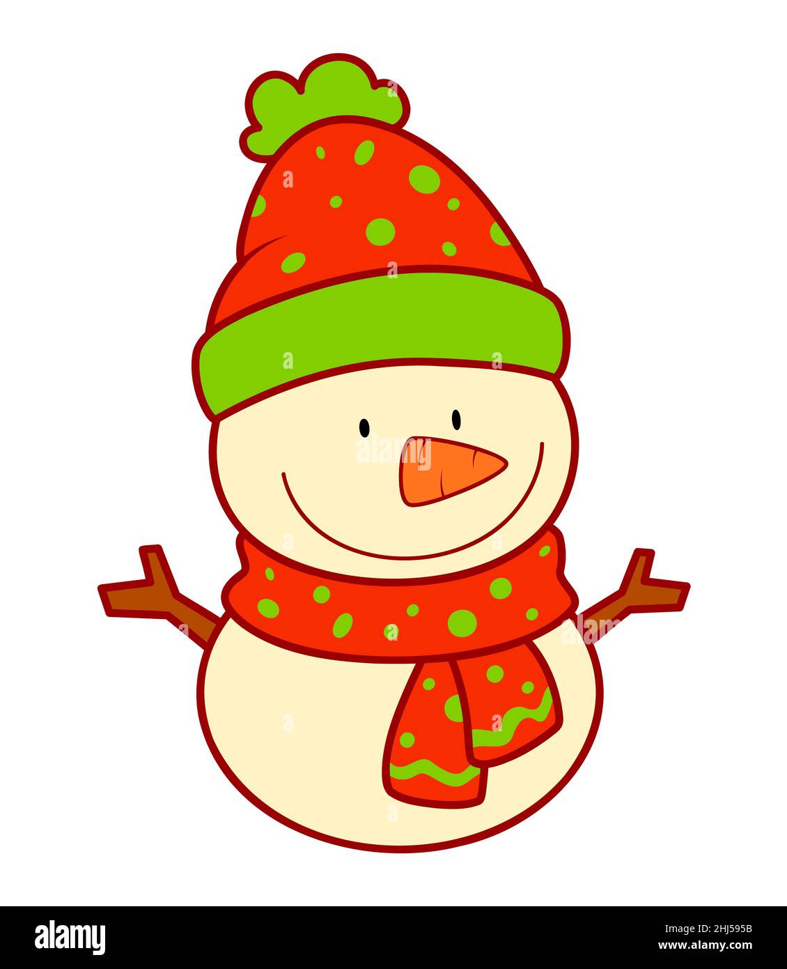 Christmas cartoons clip art. Christmas snowman clipart  illustration Stock Photo
