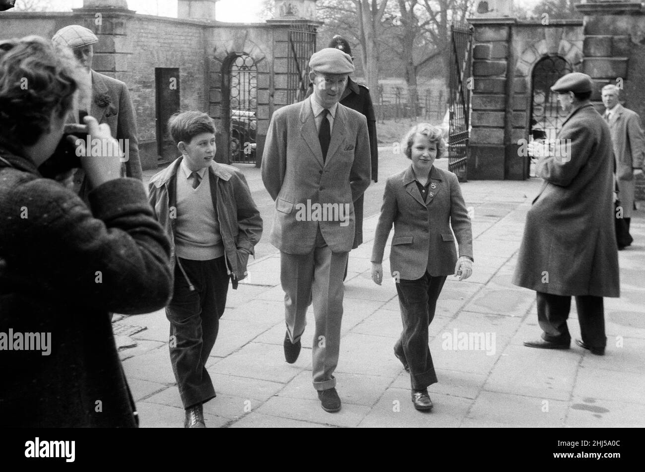 The Royal family at the Badminton Horse Trials. Pictured, Prince Charles and Princess Anne. April 1960. Stock Photo