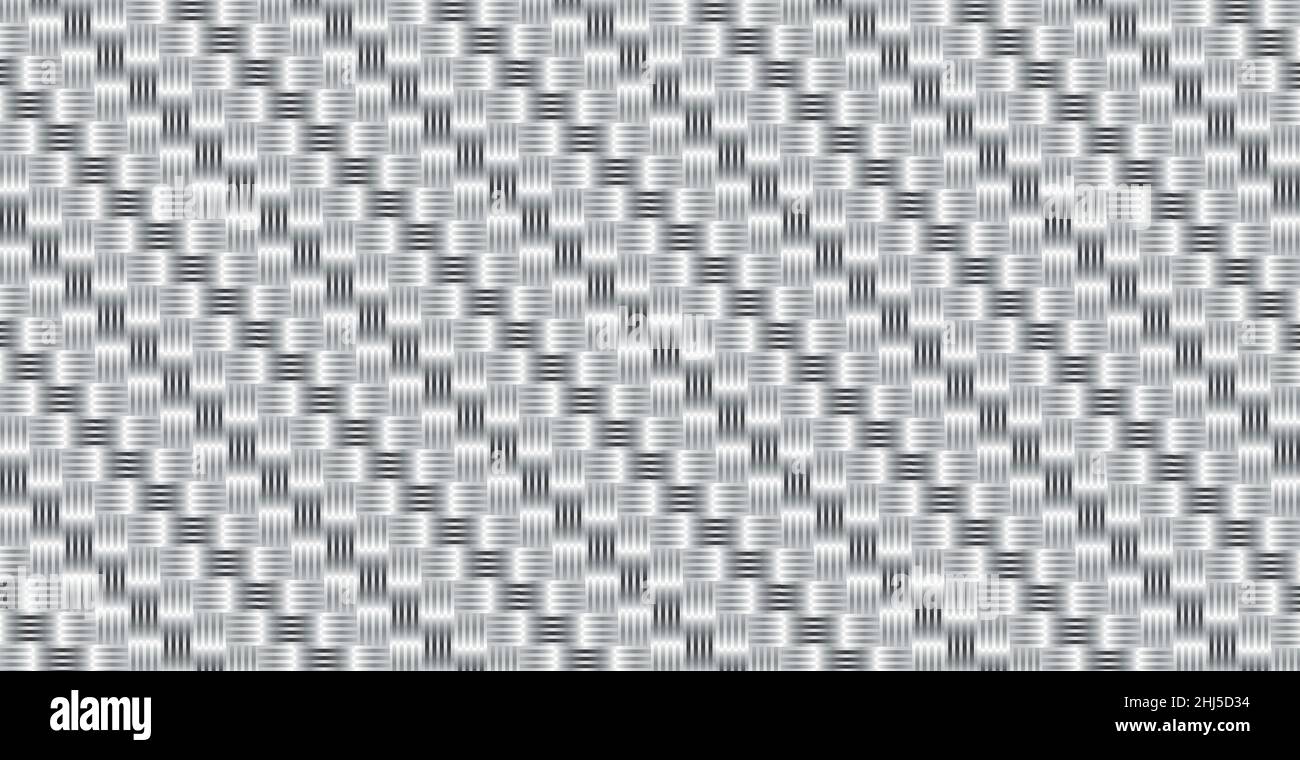 Panoramic Silver Metal Wicker Background, Repeating Elements - Vector illustration Stock Vector