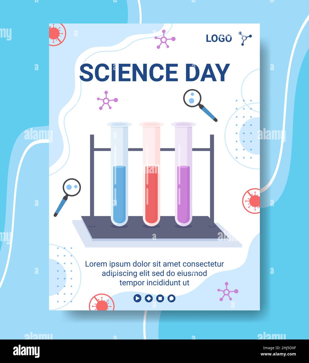 National Science Day Poster Template Flat Design Illustration Editable of Square Background Suitable for Social Media or Greeting Card Stock Vector