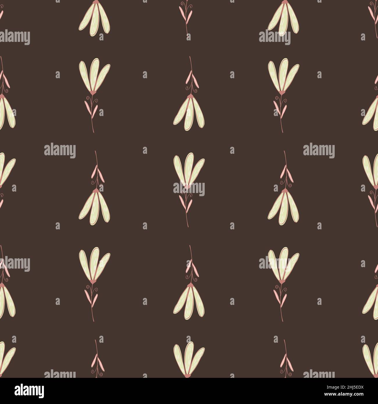 Abstract botanic seamless pattern with flower silhouette ornament ...