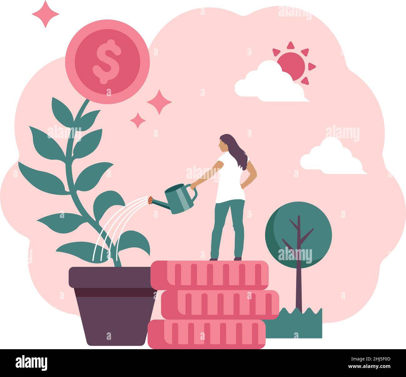 Saving money, making money concept vector illustration Stock Vector