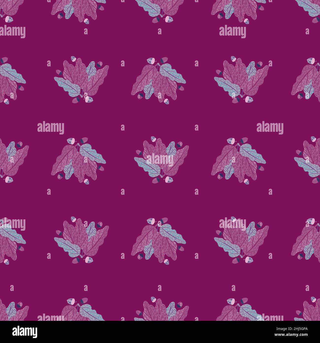 Decorative nature seamless pattern with simple leaves shapes. Purple ...