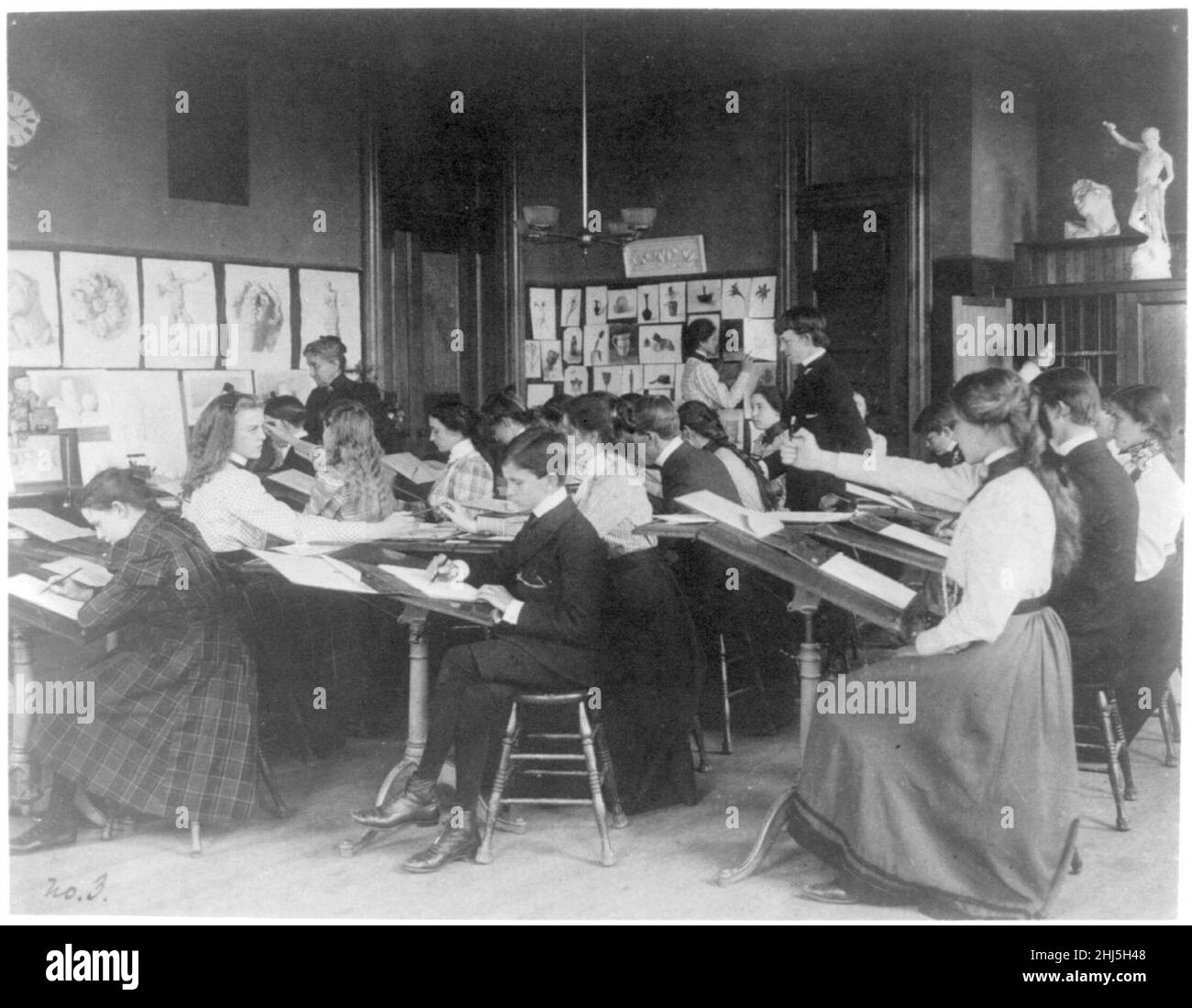 Students drawing in an art class, Western High School, Washington, D.C ...