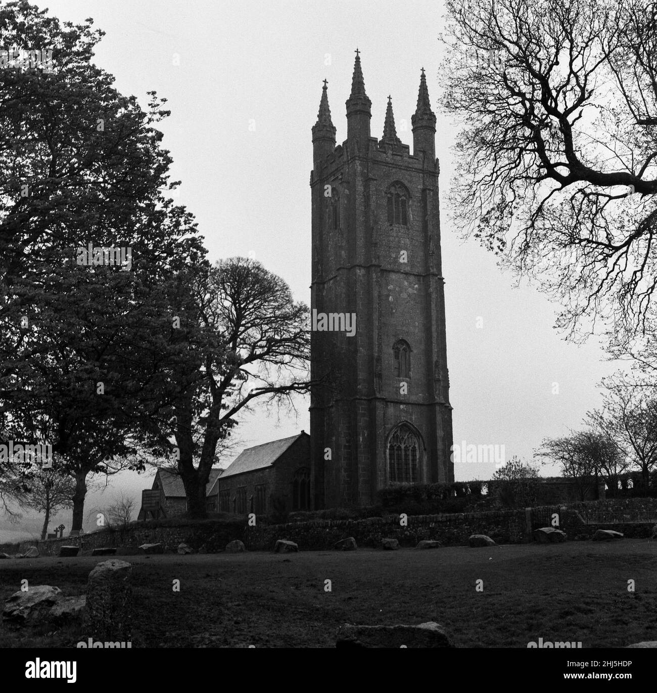 Church of Saint Pancras, Widecombe-in-the-Moor, Devon. 14th April 1961. Stock Photo