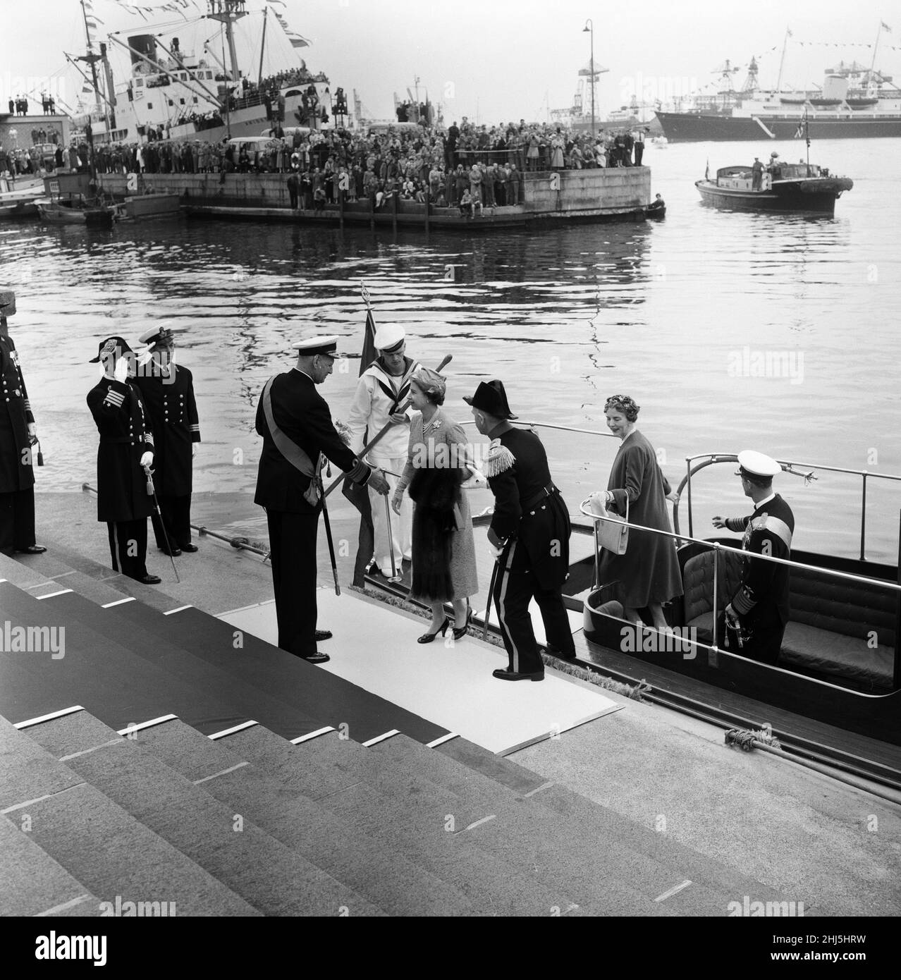 Queen Elizabeth II and Prince Philip, Duke of Edinburgh visit to Denmark. They were hosted by King Frederik IX and Queen Ingrid of Denmark. 21st May 1957. Stock Photo