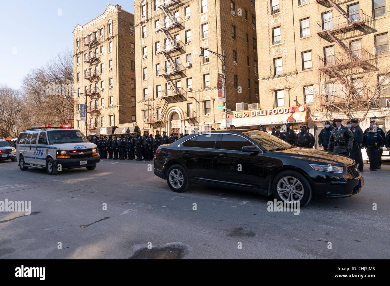 New York, NY January 26, 2022 Motocade arrives to transfer remains