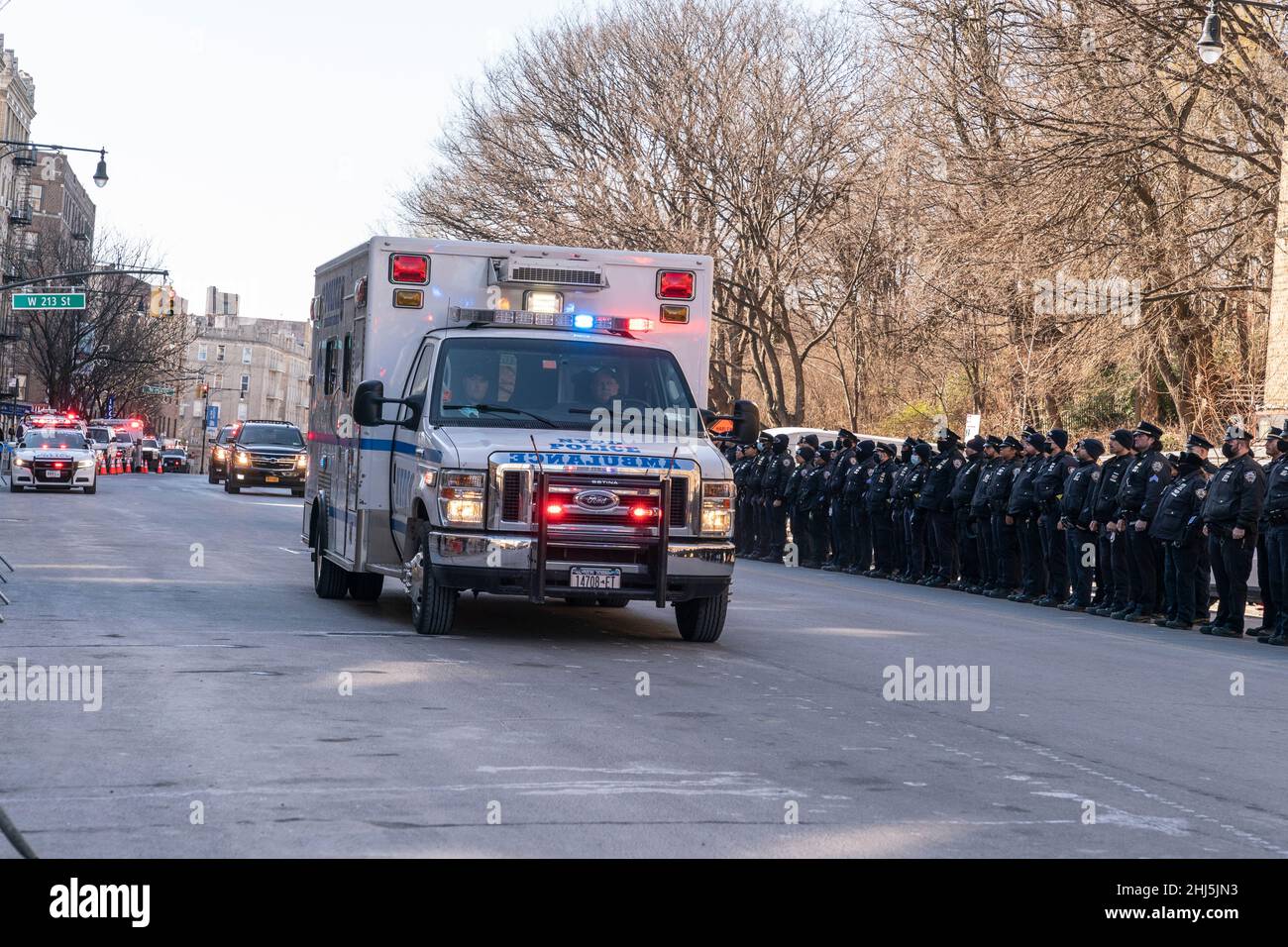 New York, NY January 26, 2022 Motocade arrives to transfer remains